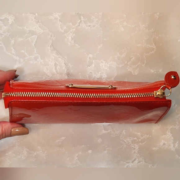 Louis Vuitton Vernis Leather Trousse Cosmetic Case bag Clutch Orange pochette - Picture 11 of 16